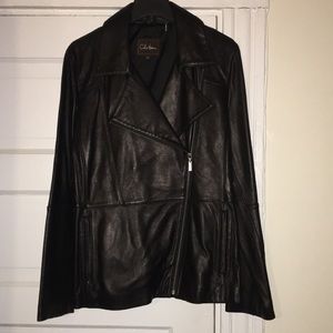 Black asymmetrical zip leather jacket - never worn